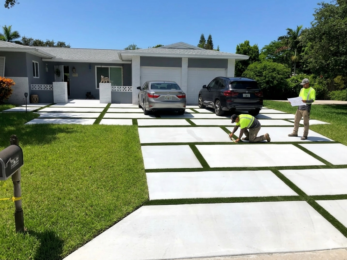 Driveway installation detail in Miami