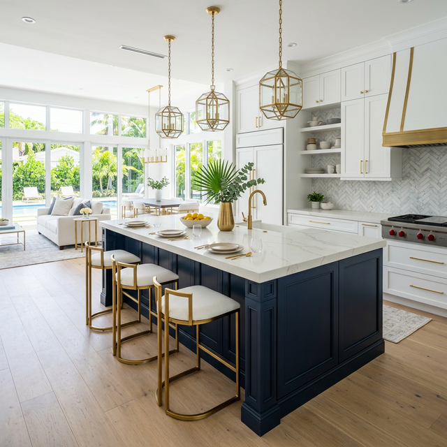 Luxury kitchen island remodel Miami